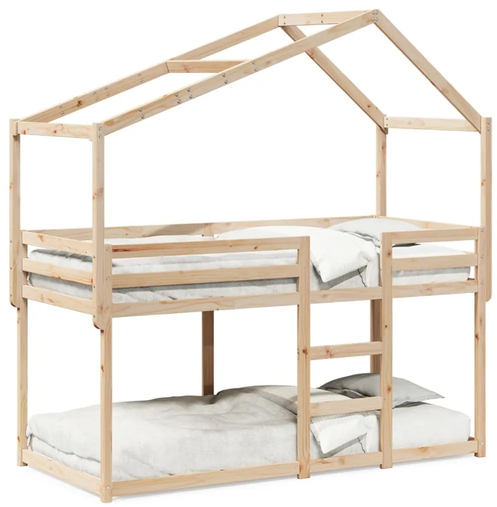 3282039 vidaXL Двуетажно легло без матрак 90x200 cm масивна дървесина бор