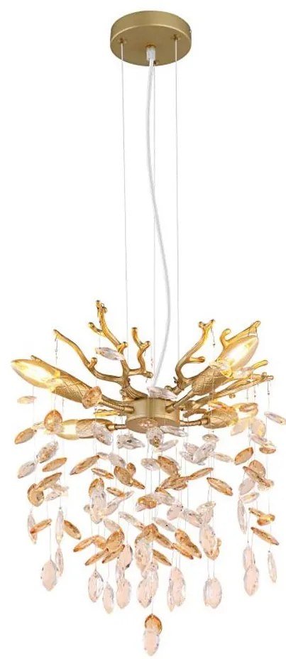 Globo 64138HG - Полилей на кабел QUEENA 4xE14/40W/230V златен