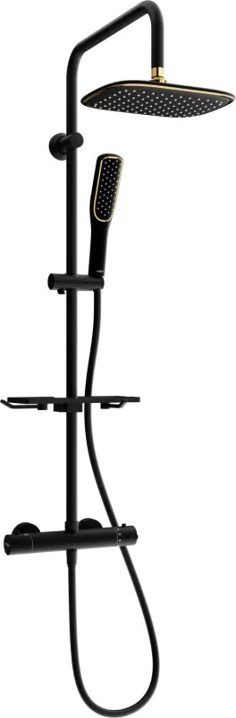 Mexen KT49 външен душ комплект с душ глава и термостатичен кран, черен/златен - 771504993-75