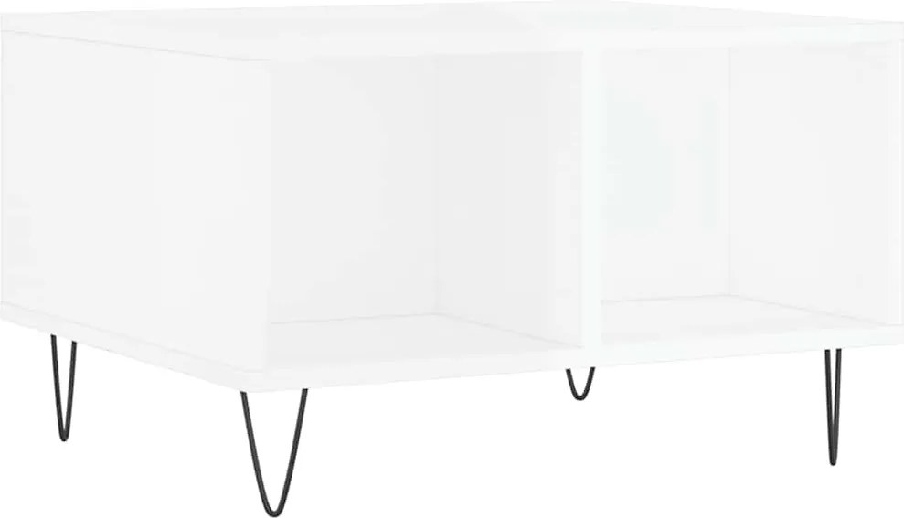 830542 vidaXL Кафе маса, бял гланц, 60x50x36,5 см, инженерно дърво