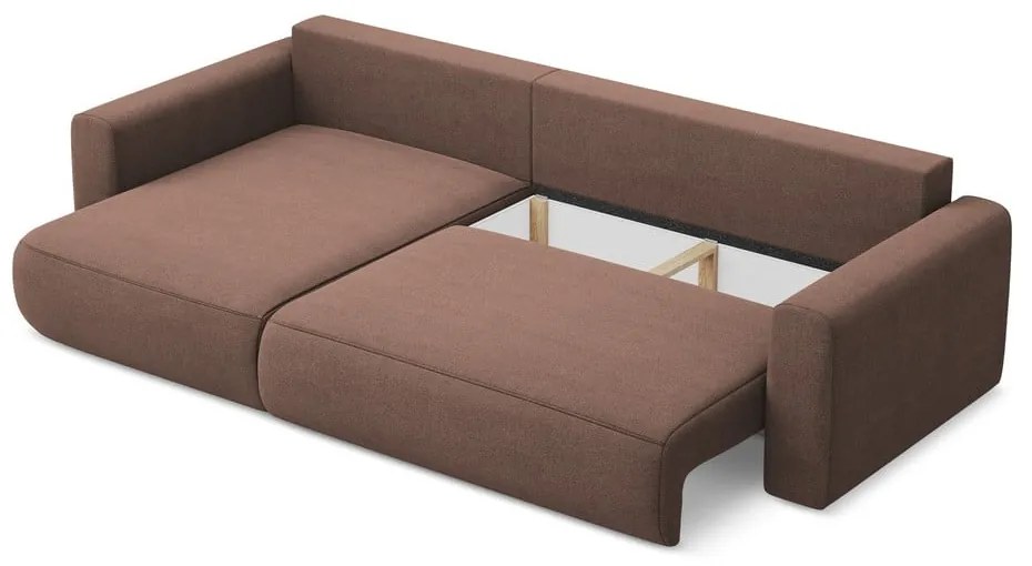 Розов разтегателен ъглов диван с място за съхранение (ляв ъгъл) Kapua – Makamii