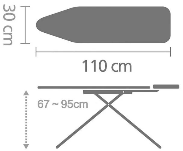 Маса за гладене Brabantia A 1008891, 110x30 см, 7 позиции за регулиране, Поставка за ютия, Жълт/Зелен