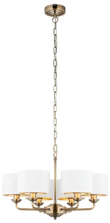 Endon 98936 - Пендел HIGHCLERE 6xE14/28W/230V бял/месинг