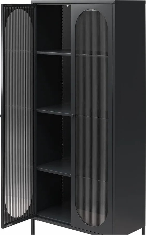 Черна метална витрина 80x186x40 cm Luna – Støraa