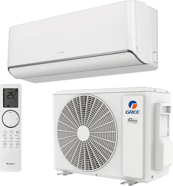Инверторен климатик Gree Airy GWH24AVEXF-K6DNA1A, 24000 BTU, 48 м2, A+++, Wi-Fi, R-32, Бял