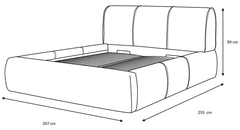 Бежово тапицирано двойно легло с място за съхранение с решетка 180x200 cm Vernon - Bobochic Paris