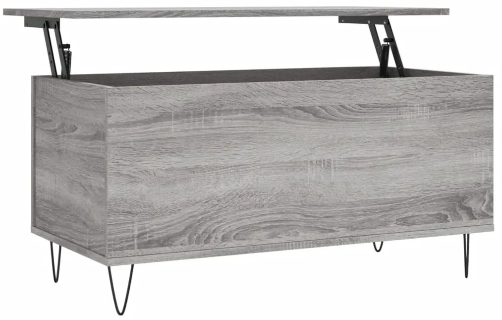 830978 vidaXL Кафе маса, сив сонома, 90x44,5x45 см, инженерно дърво