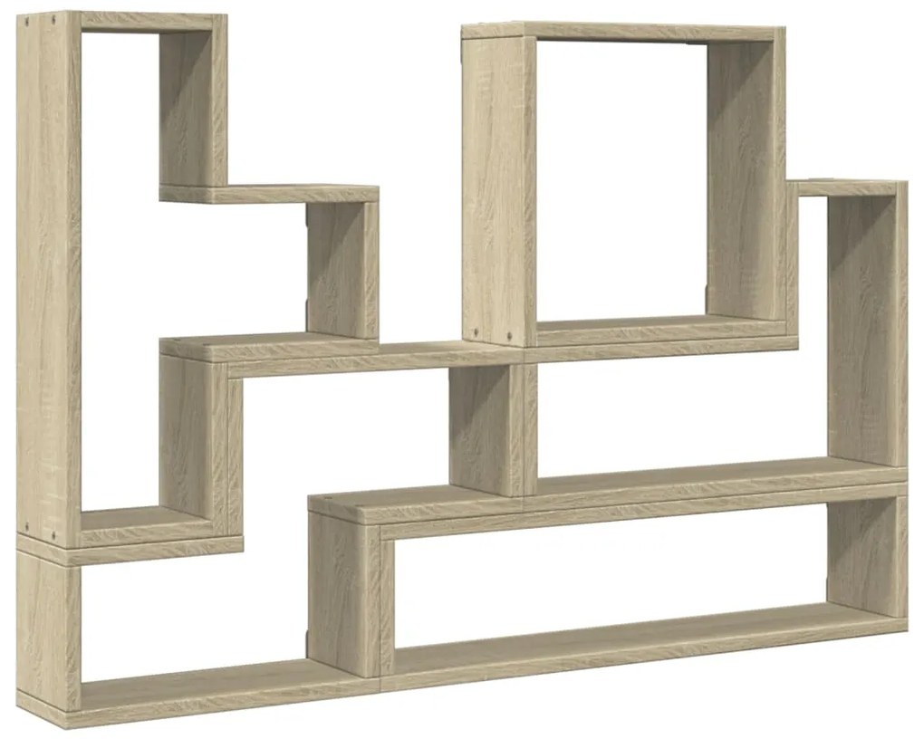 840802 vidaXL Стенен рафт, дъб сонома, 96x12x64 см, инженерно дърво