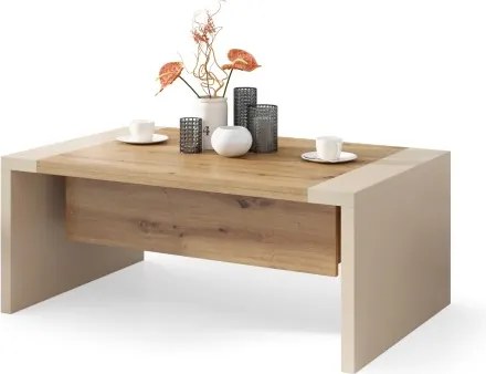 СПЕЙС Дъб Артисан/Бежов (Шампанско) - РАЗТЕГАТЕЛНА ХОЛНА МАСА С ПОВДИГАЩ МЕХАНИЗЪМ