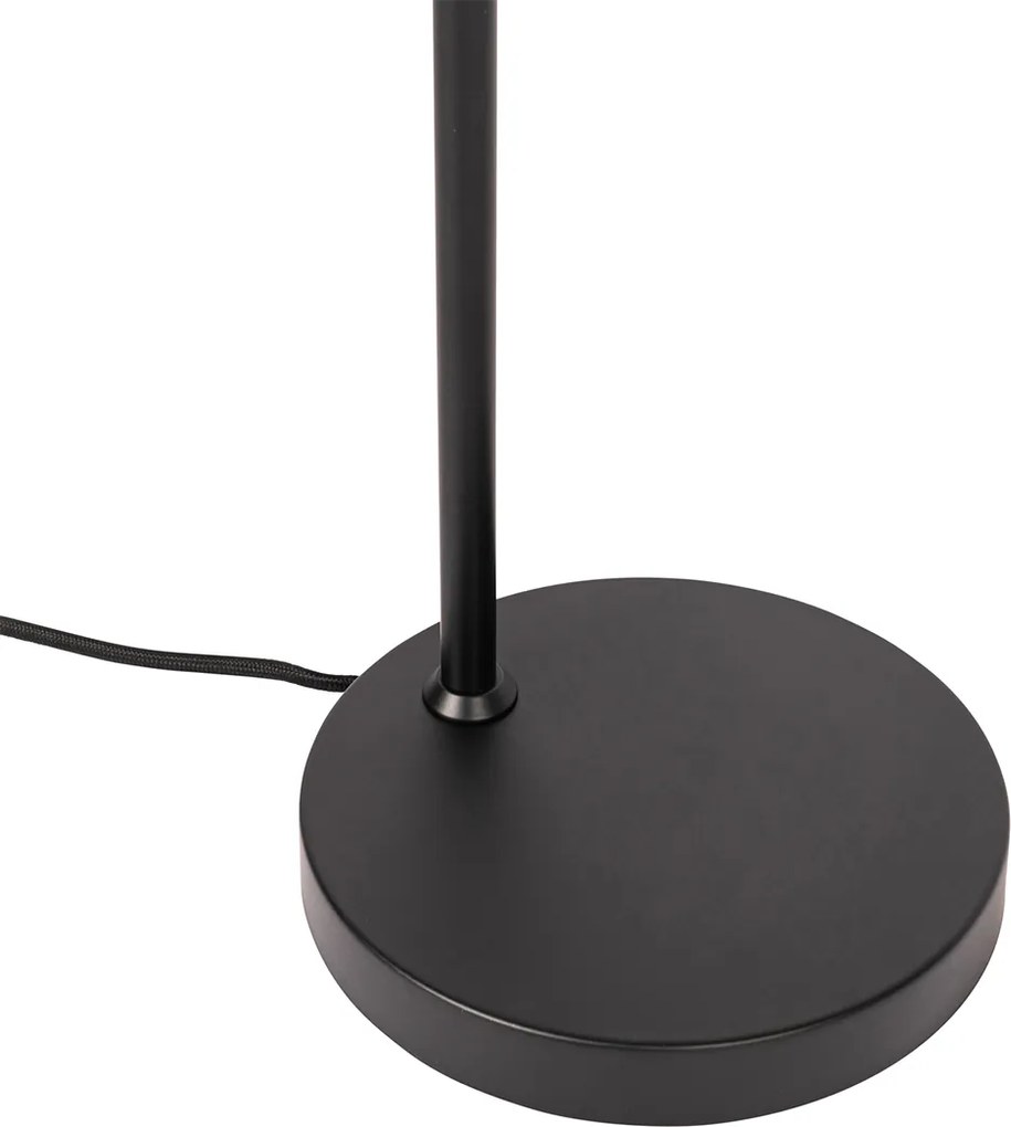 Дизайнерска настолна лампа черна с месинг и кехлибарено стъкло - Zuzanna