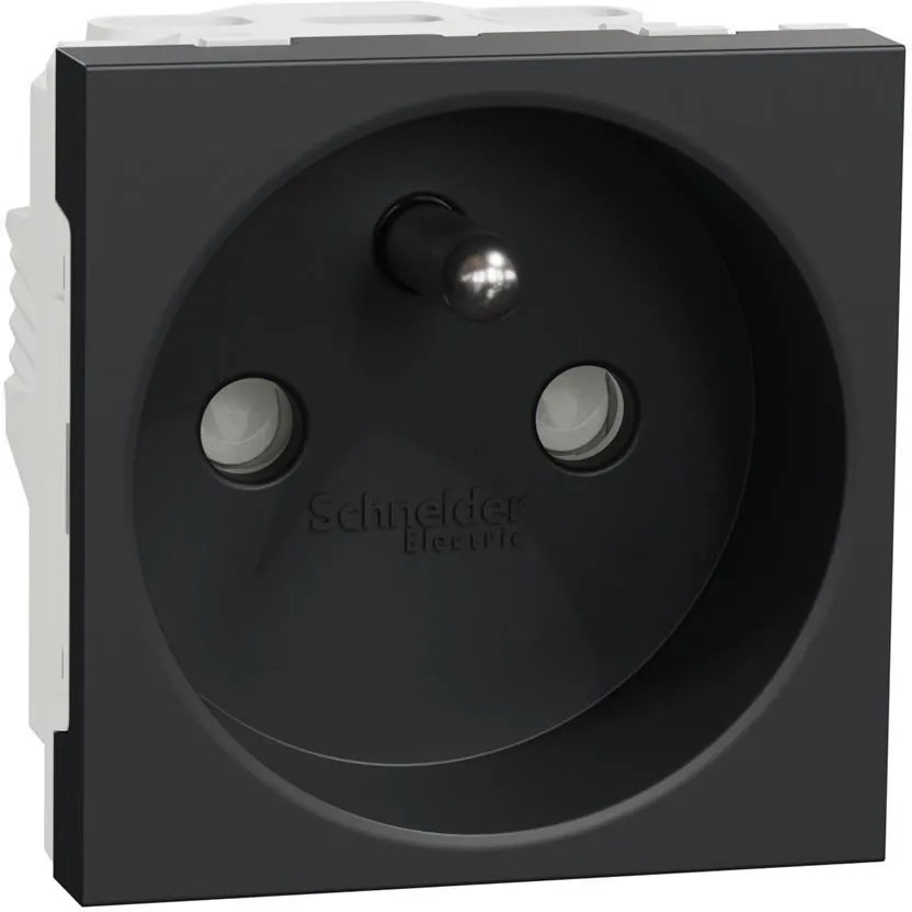 SE Контакт френски стандарт с детска защита винт 2 мод. цвят Антрацит Unica  - NU303954E