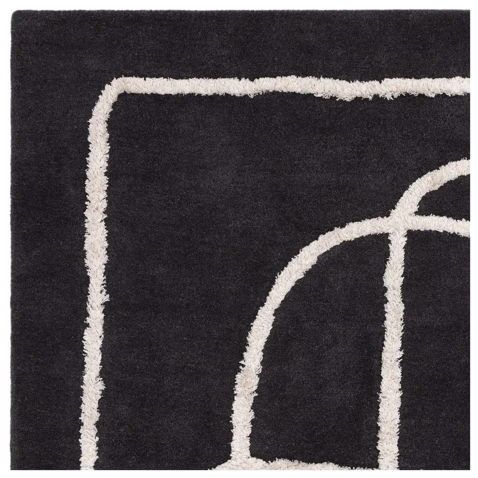 Черен ръчно изработен вълнен килим 120x170 cm Matrix – Asiatic Carpets