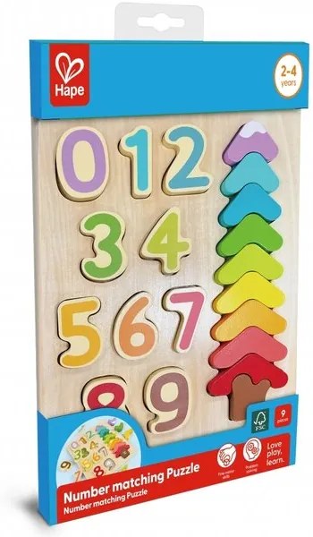 Дървен пъзел, Hape, цветове и форми, 9 части