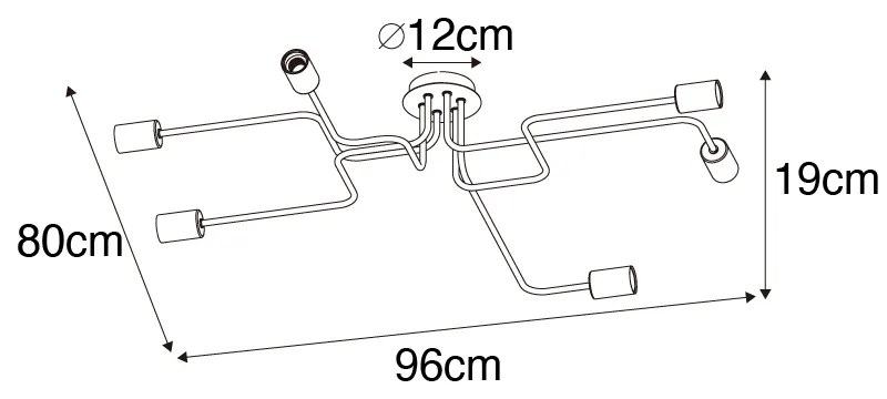 Дизайнерски плафон черен 6-светлинен - Facile