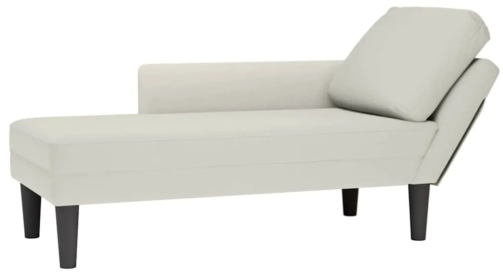 4009814 vidaXL Кушетка с възглавница и десен подлакътник, кремав, кадифе