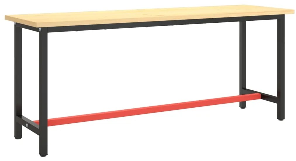 151453 vidaXL Рамка за работна маса матово черно и червено 190x50x79 см метал
