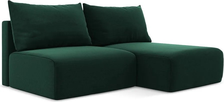 Тъмнозелен кадифен сгъваем/с място за съхранение ъглов диван (десен ъгъл) Kalena – Makamii