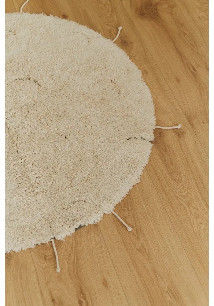 Кремав ръчно изработен памучен кръгъл килим подходящ за пране ø 100 cm Moon Multishape – Lorena Canals