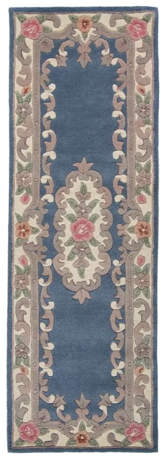 Син вълнен килим , 67 x 210 cm Aubusson - Flair Rugs