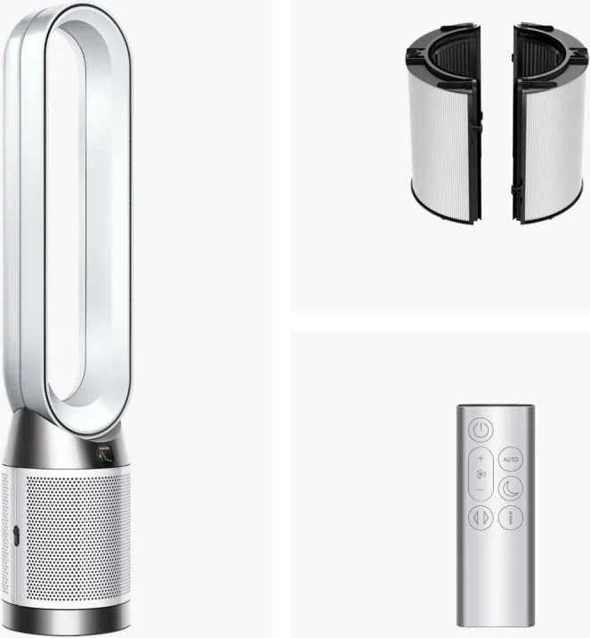 Пречиствател за въздух Dyson Purifier Cool PC1 544901-01, 50W, 30 м2, 287 l/s, 10 скорости, Air Multiplier™, Wi-Fi, Bluetooth, Осцилация, Бял/сребрист