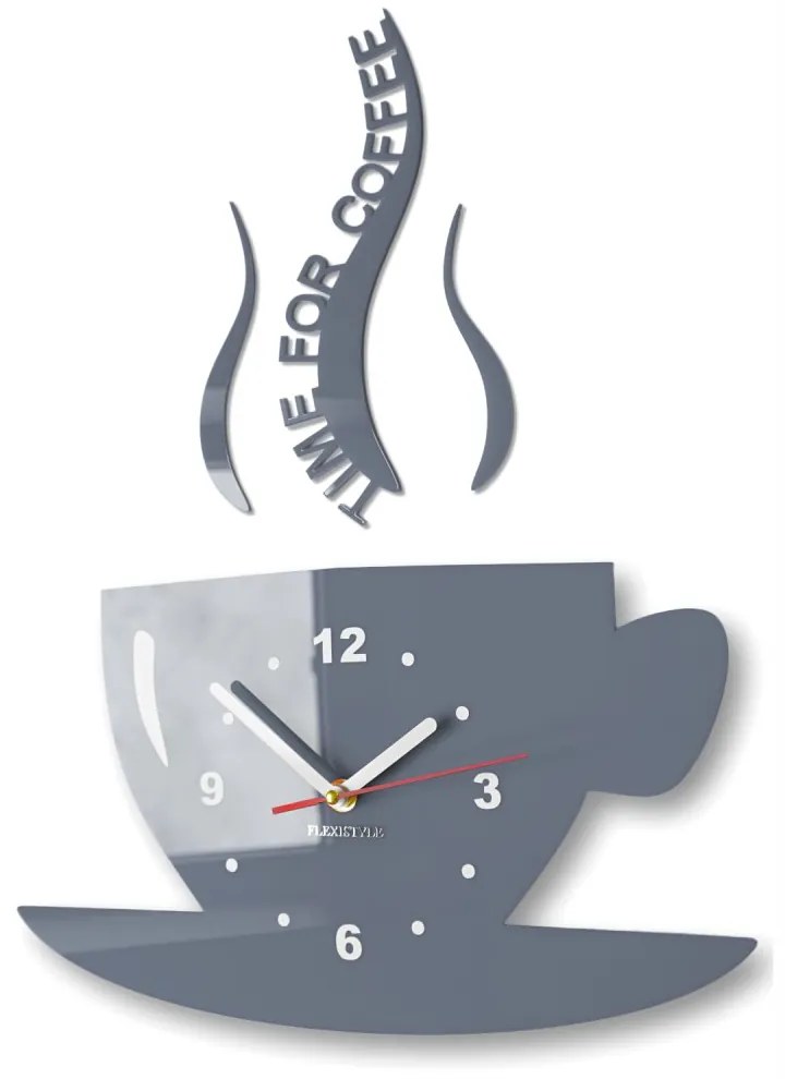 Стенен часовник Time for coffee Сив