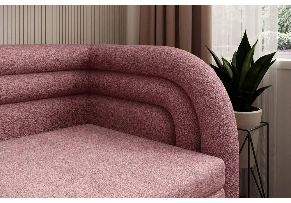 Розов шенилов сгъваем/с място за съхранение диван десен ъгъл 223 cm Fabillo – ELTAP
