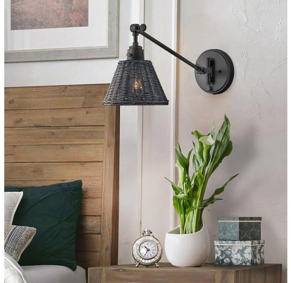 Hinkley HK-ARTI-1W-BK-BR - Стенно насочващо осветително тяло ARTI 1xE27/60W/230V черно