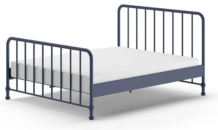 Синьо метално двойно легло 160x200 cm с включена подматрачна рамка BRONXX – Vipack