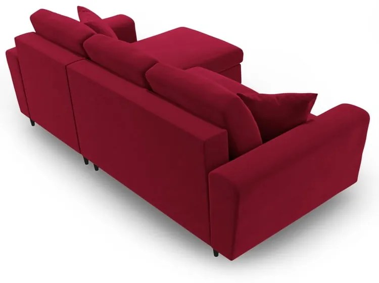 Червен кадифен разтегателен ъглов диван с място за съхранение Kyoto – Cosmopolitan Design