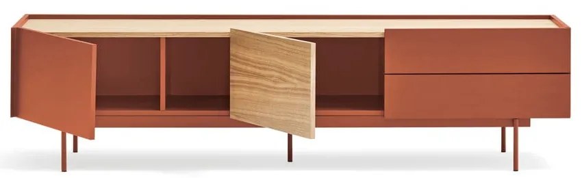 Масичка за телевизор в цвят тухла и естествен дъб 180x45 cm Otto - Teulat