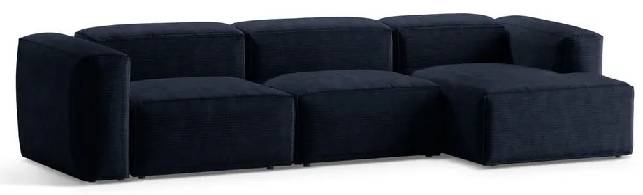 Тъмносин ъглов диван от рипсено кадифе (десен ъгъл) Bergano – Cosmopolitan Design