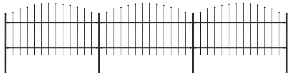 Sonata Градинска ограда с пики, стомана, (1-1,25)x5,1 м, черна