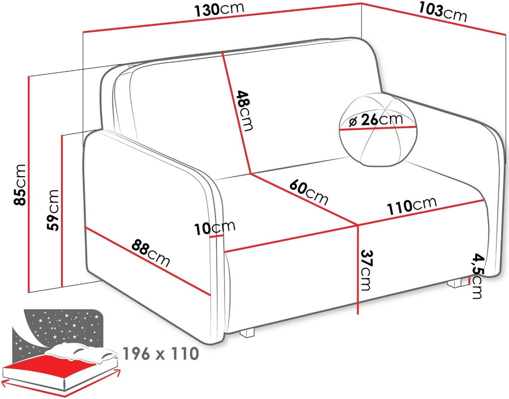 Диван Viva Sun II двуместен-Бял