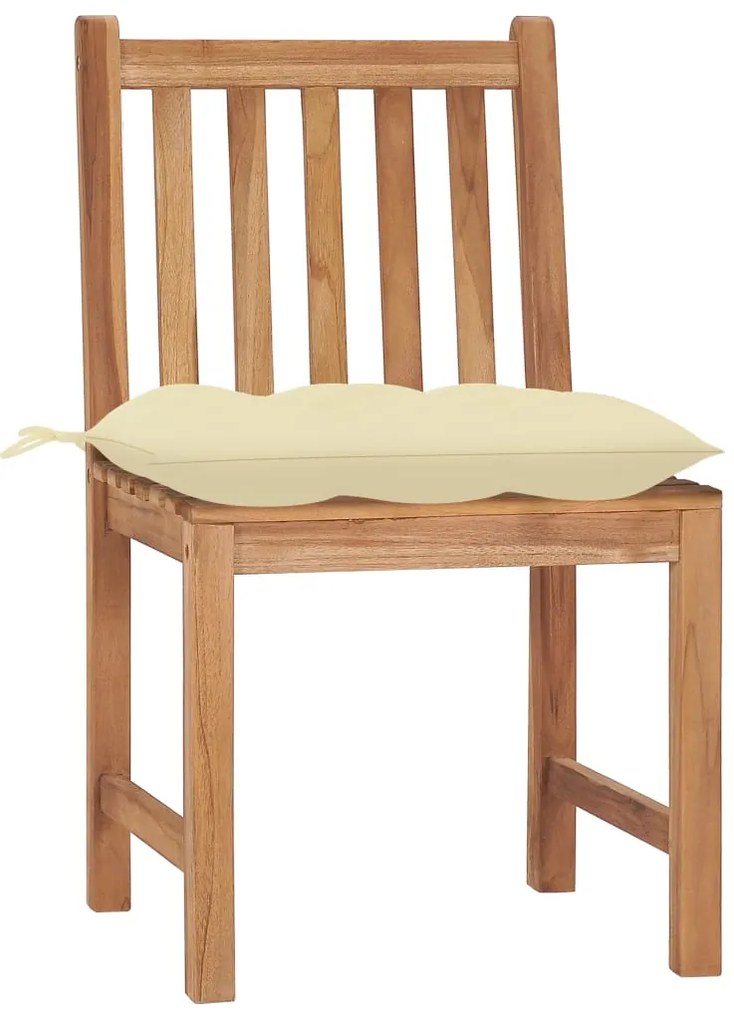 3073105 vidaXL Градински столове 4 бр с възглавници тиково дърво масив