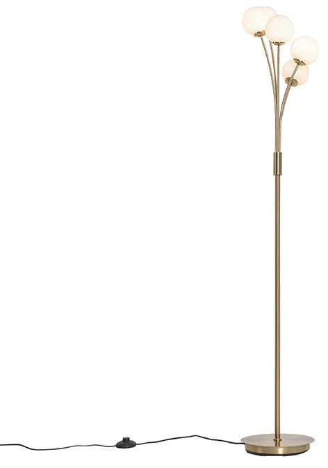 Модерна подова лампа златиста с опалово стъкло 5-светлина - Атина