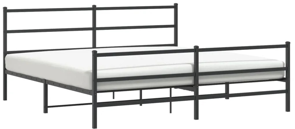 355388 vidaXL Метална рамка за легло с горна и долна табла, черна, 183x213 см