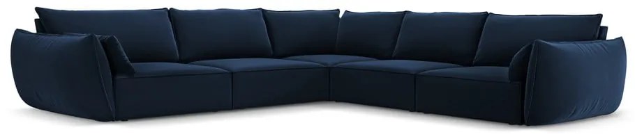 Тъмносин кадифен ъглов диван Vanda – Mazzini Sofas