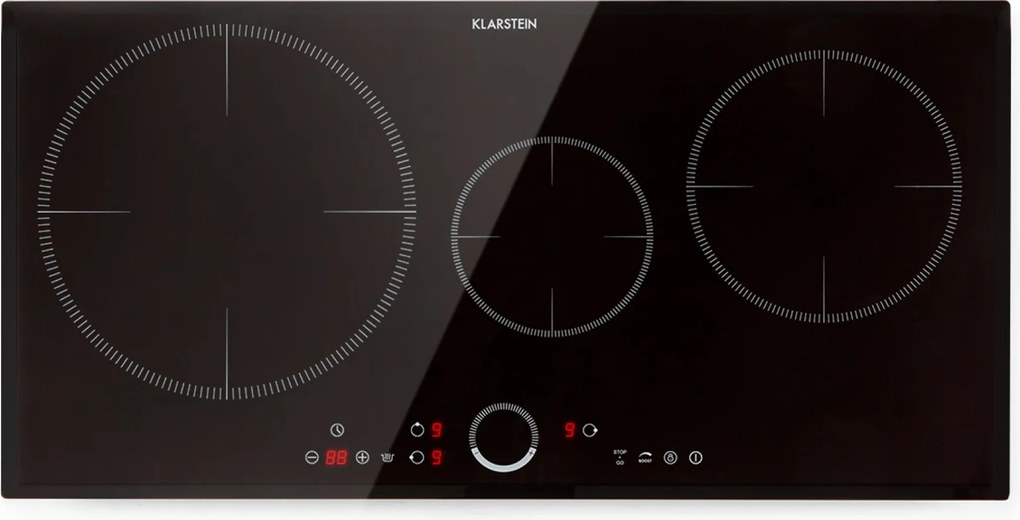 Klarstein Delicatessa 80, вграден плот за готвене, индукционен, 3 зони, 7400 W, стъклокерамика