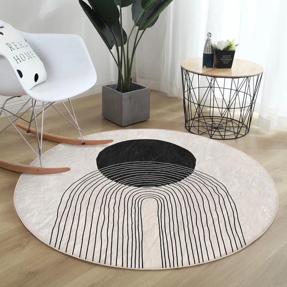 Кремав кръгъл килим подходящ за пране ø 120 cm Comfort – Mila Home