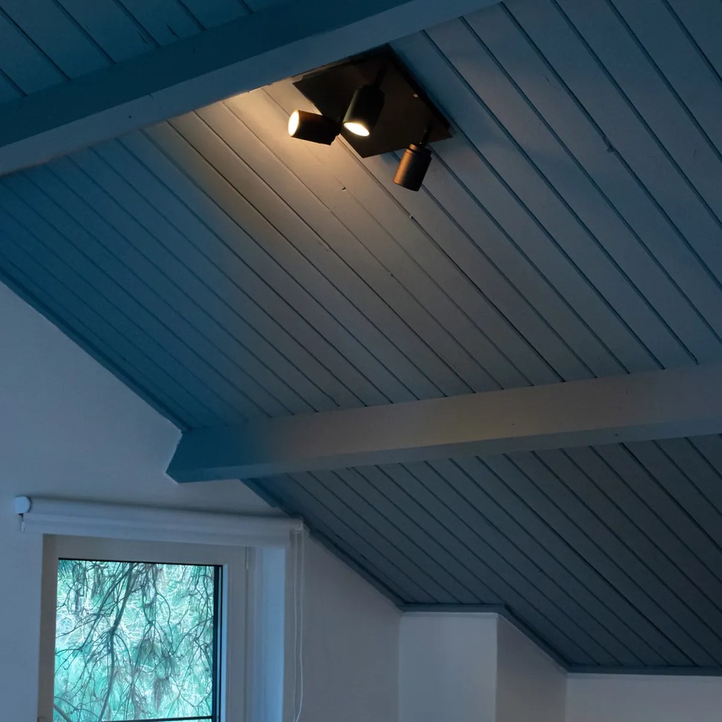 Модерен прожектор за баня черен квадратен 3-светлина IP44 - Ducha