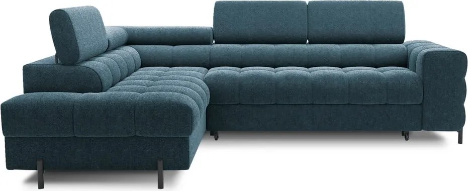 Син разтегателен ъглов диван с място за съхранение от букле (ляв ъгъл L форма) Ferucce – ELTAP