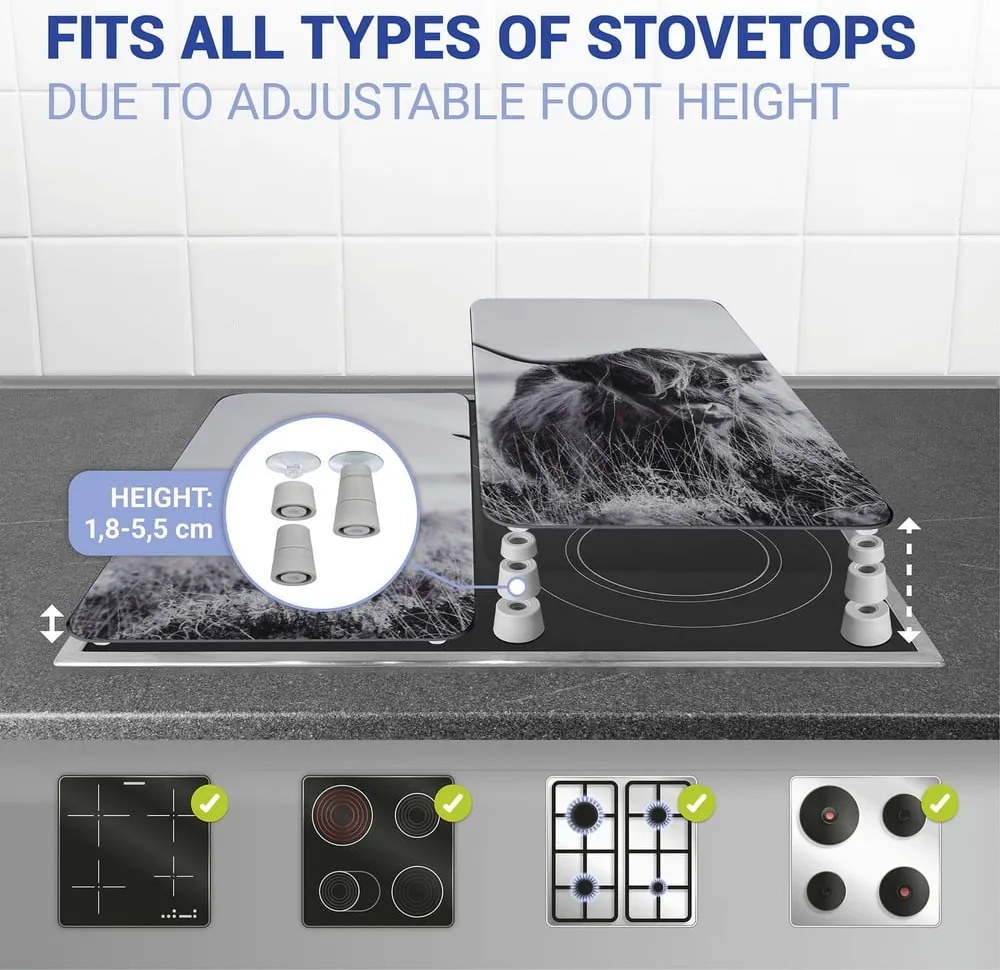 Капаци за печка от закалено стъкло 2 бр. 30x52 cm Universal Highland Cattle – Wenko