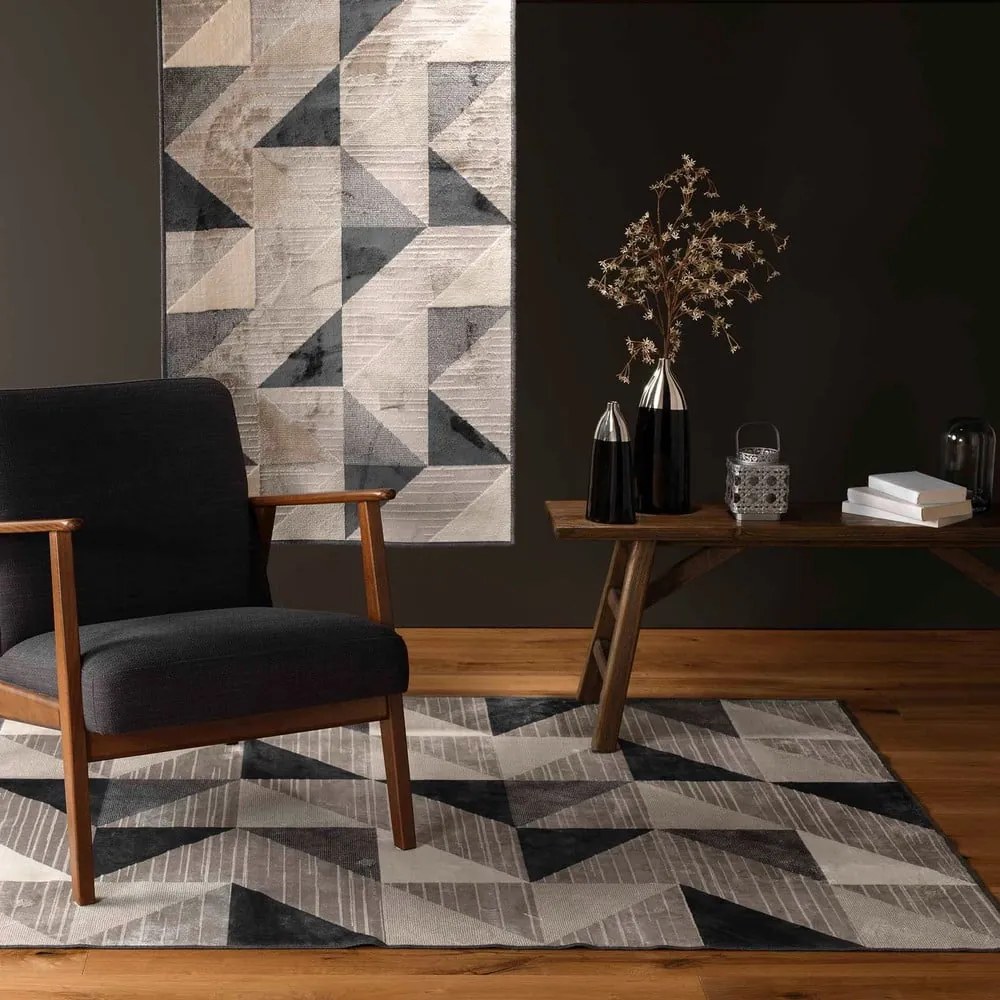 Сивo-бежов килим със смес от памук 140x200 cm Graphic – douceur d'intérieur