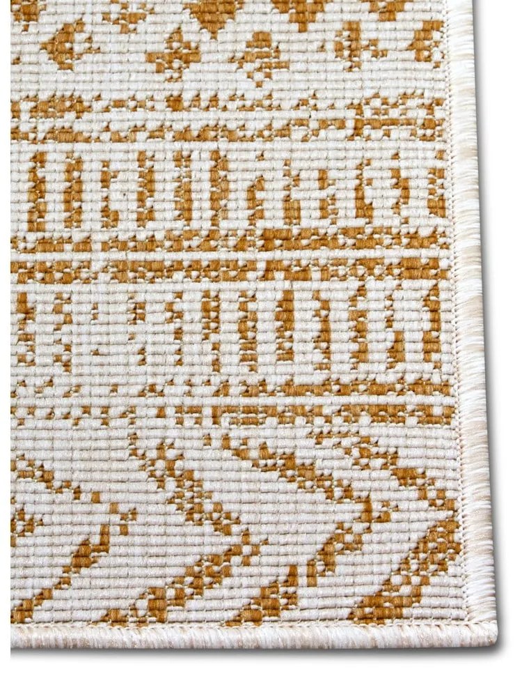 Външен килим в бял цвят и жълта охра 80x350 cm Biri – NORTHRUGS