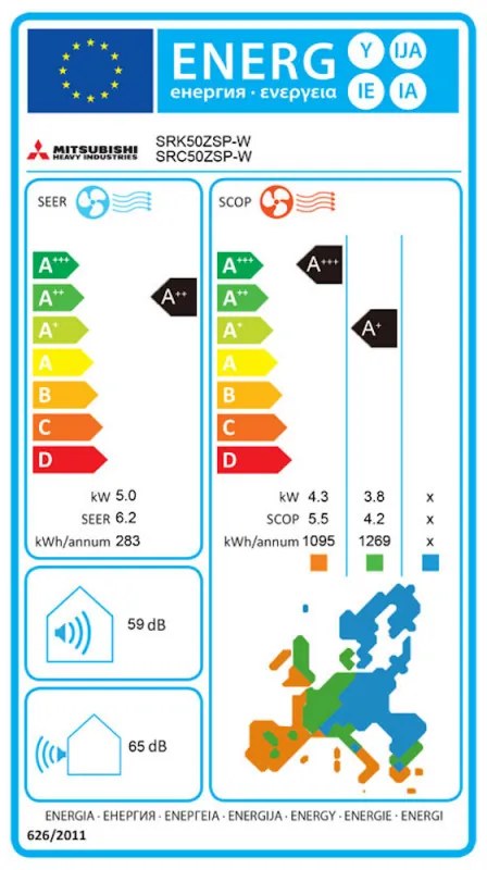 Инверторен климатик Mitsubishi Heavy Industries SRK / SRC 50 ZSP-W, 18000 BTU, A++, До 35 м2, Самопочистване, Режим сън, Обезскрежаване, Бял