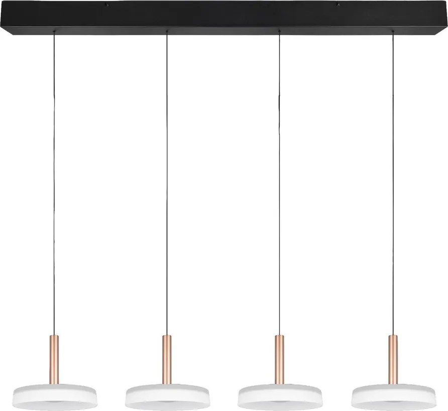 Черно-бяло и златисто LED затъмняващо се висящо осветително тяло със стъклен абажур Celeste – Trio