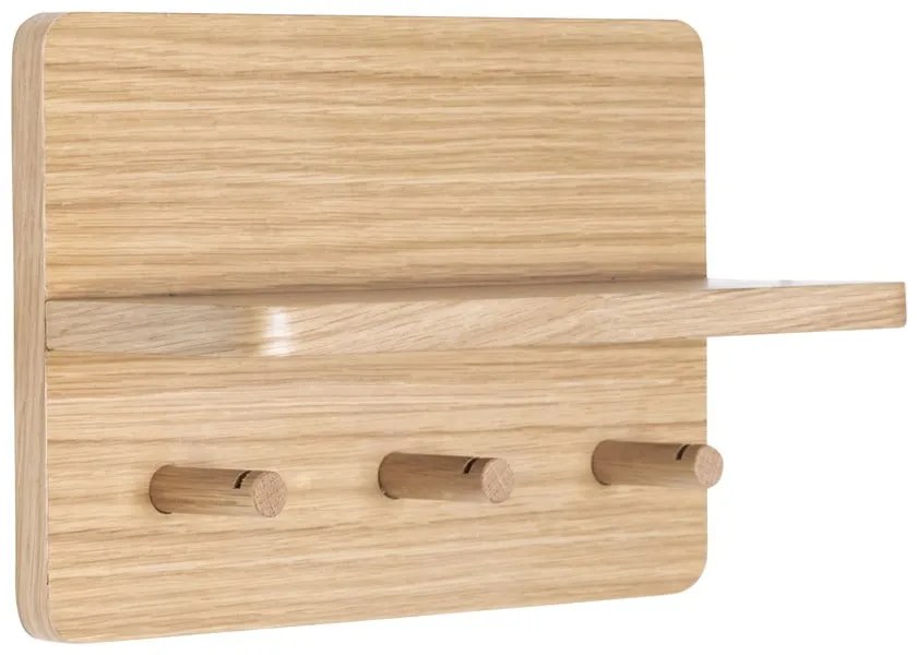 Стенна закачалка от декор от дъб в естествен цвят с рафт Space – Hübsch