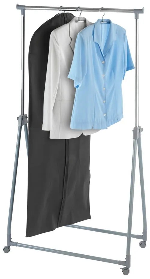 Сив метален телескопичен подвижен стелаж за дрехи, сгъваем - Wenko