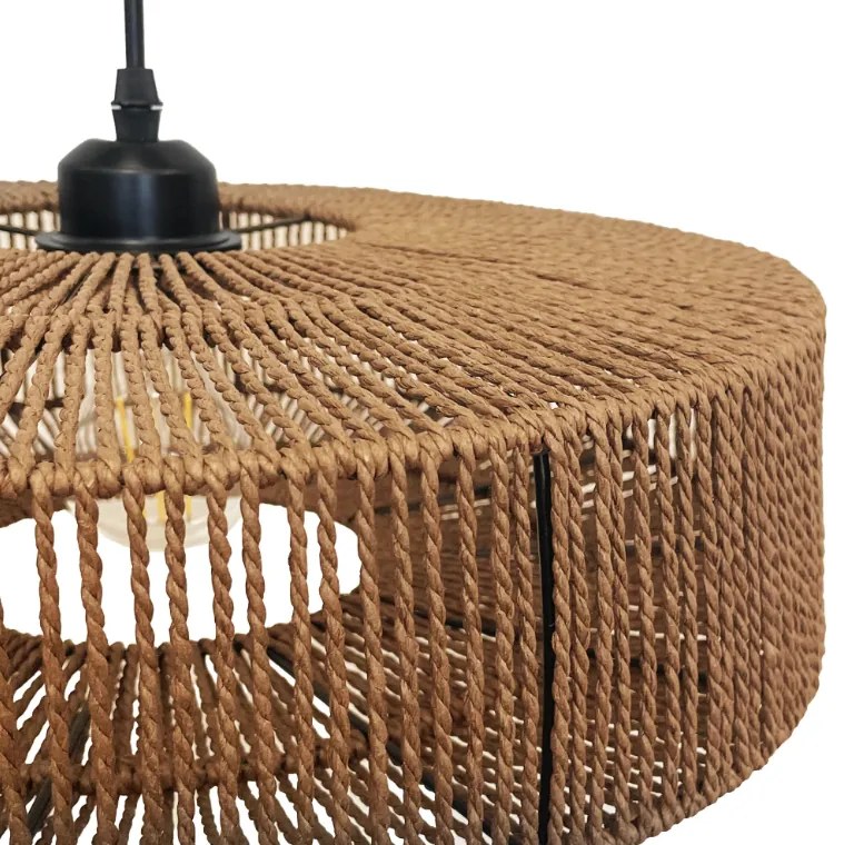 Висяща лампа от юта и метал 60W Черен