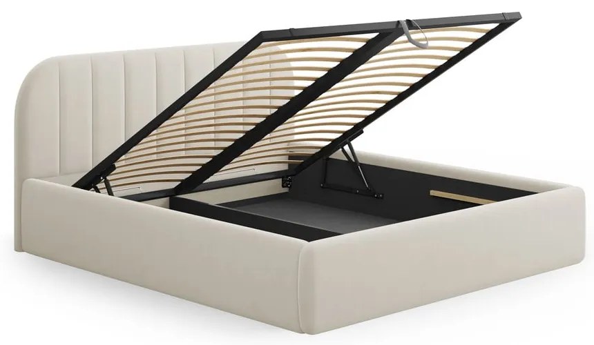 Бежово двойно легло 140x200 cm тапицирано с място за съхранение с включена подматрачна рамка Juno – Windsor &amp; Co Sofas